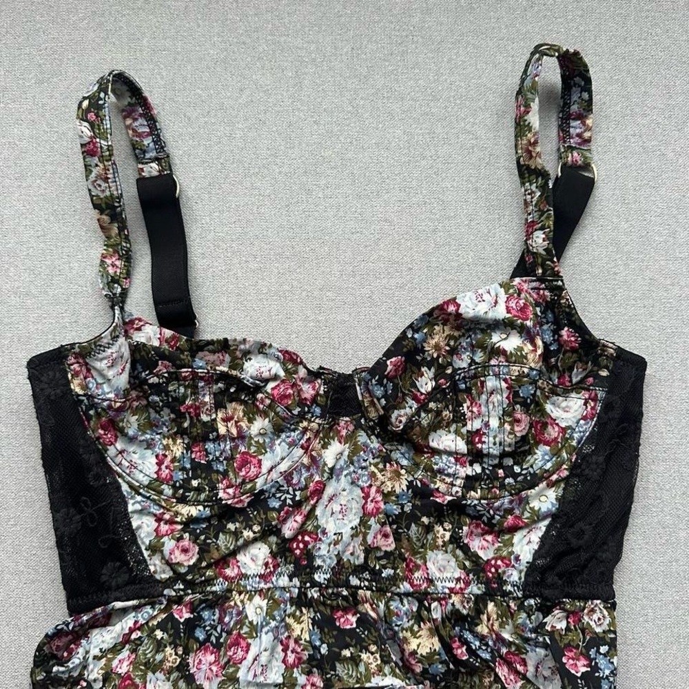 Floral Print Bustier with Adjustable Straps